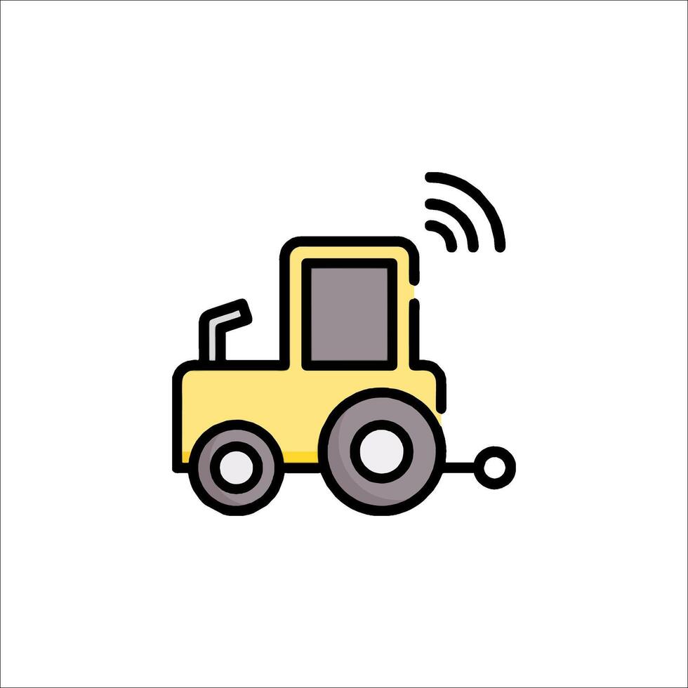 A yellow tractor with a wifi icon vector
