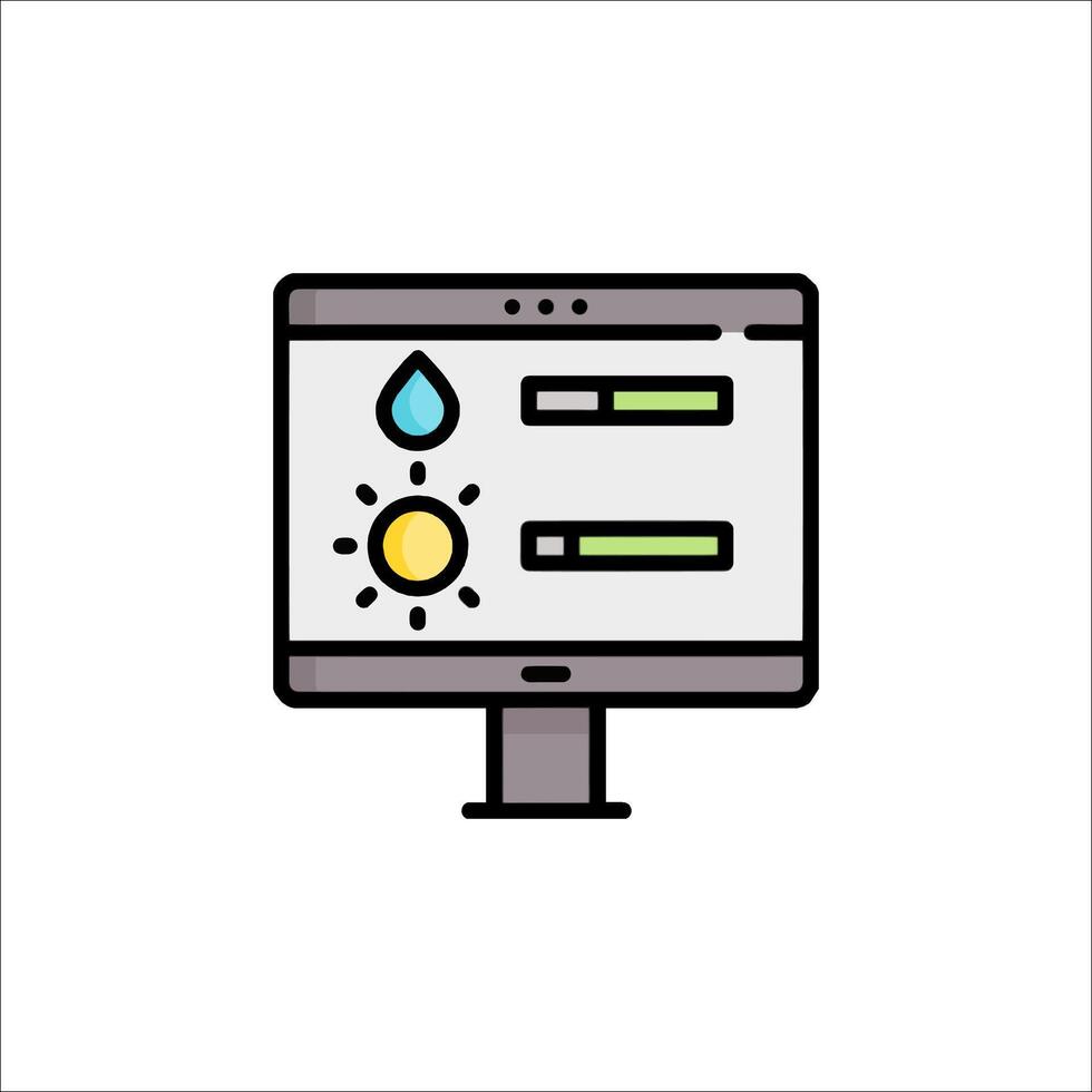 A computer monitor with a cloud icon vector