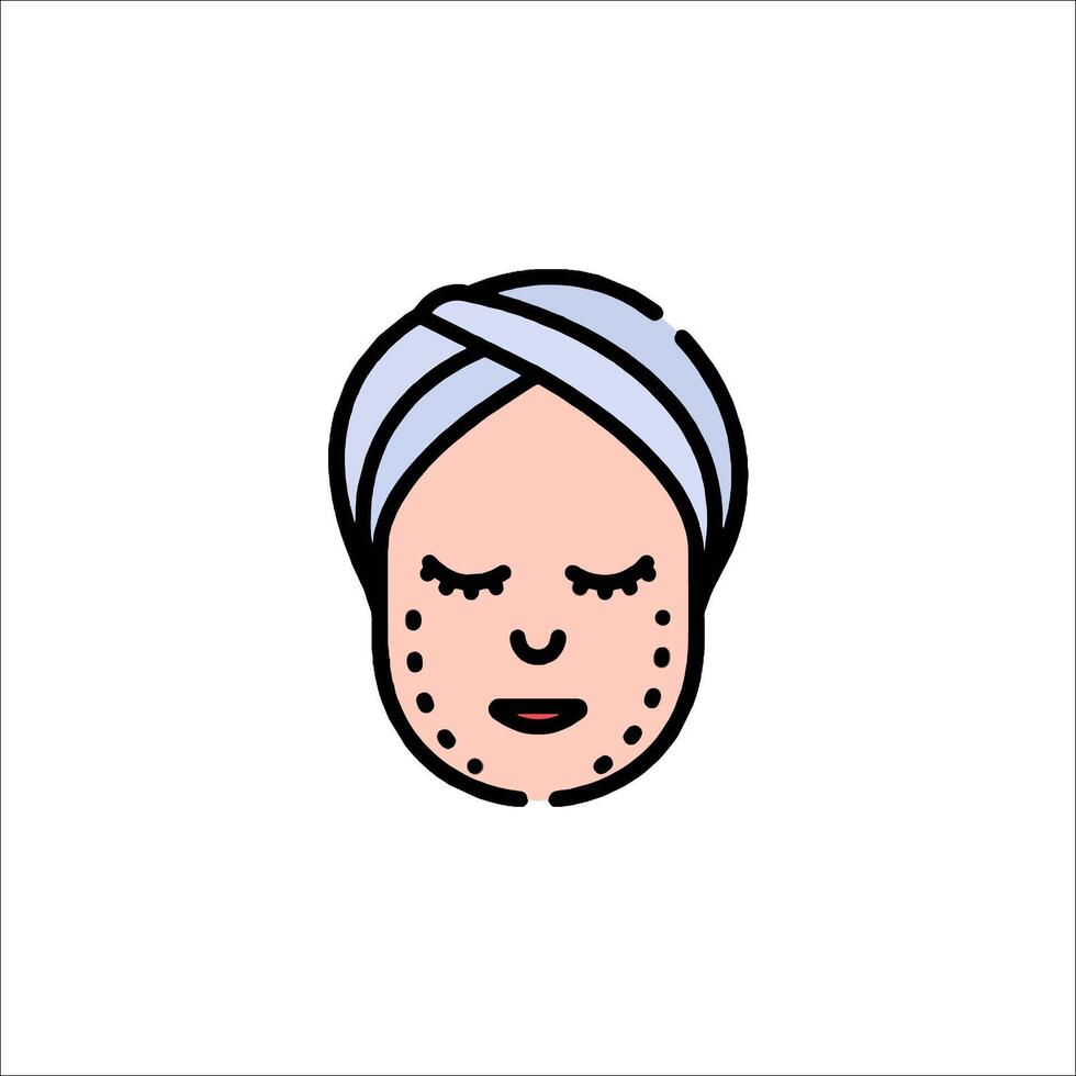 A woman with a towel on her head and a face mask vector