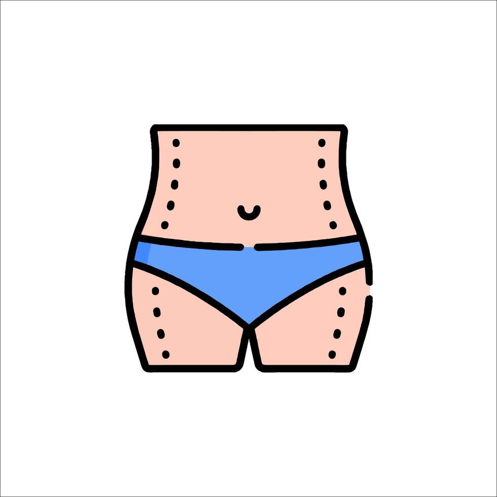 A woman's body with a blue bikini and a line on it vector