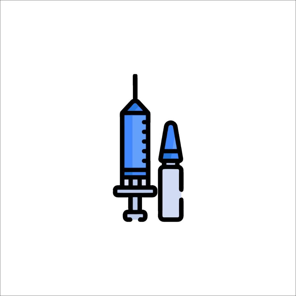 A syringe and an injection on a white background vector