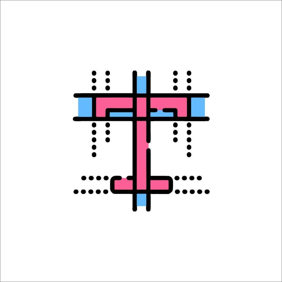 A pink and blue cross with dots on it vector