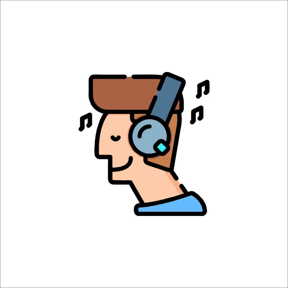 A man with headphones on his head vector