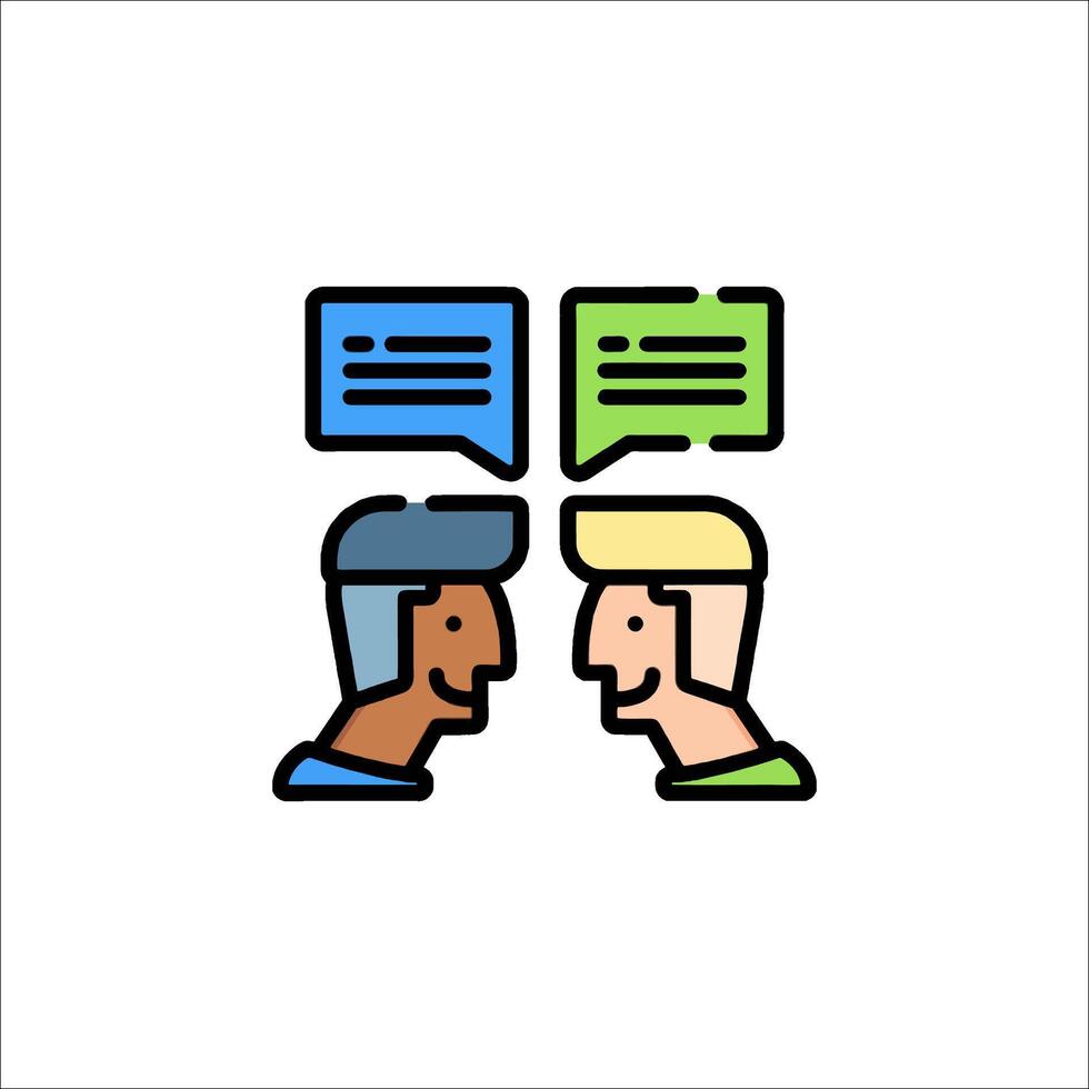 Two people talking with speech bubbles on their heads vector