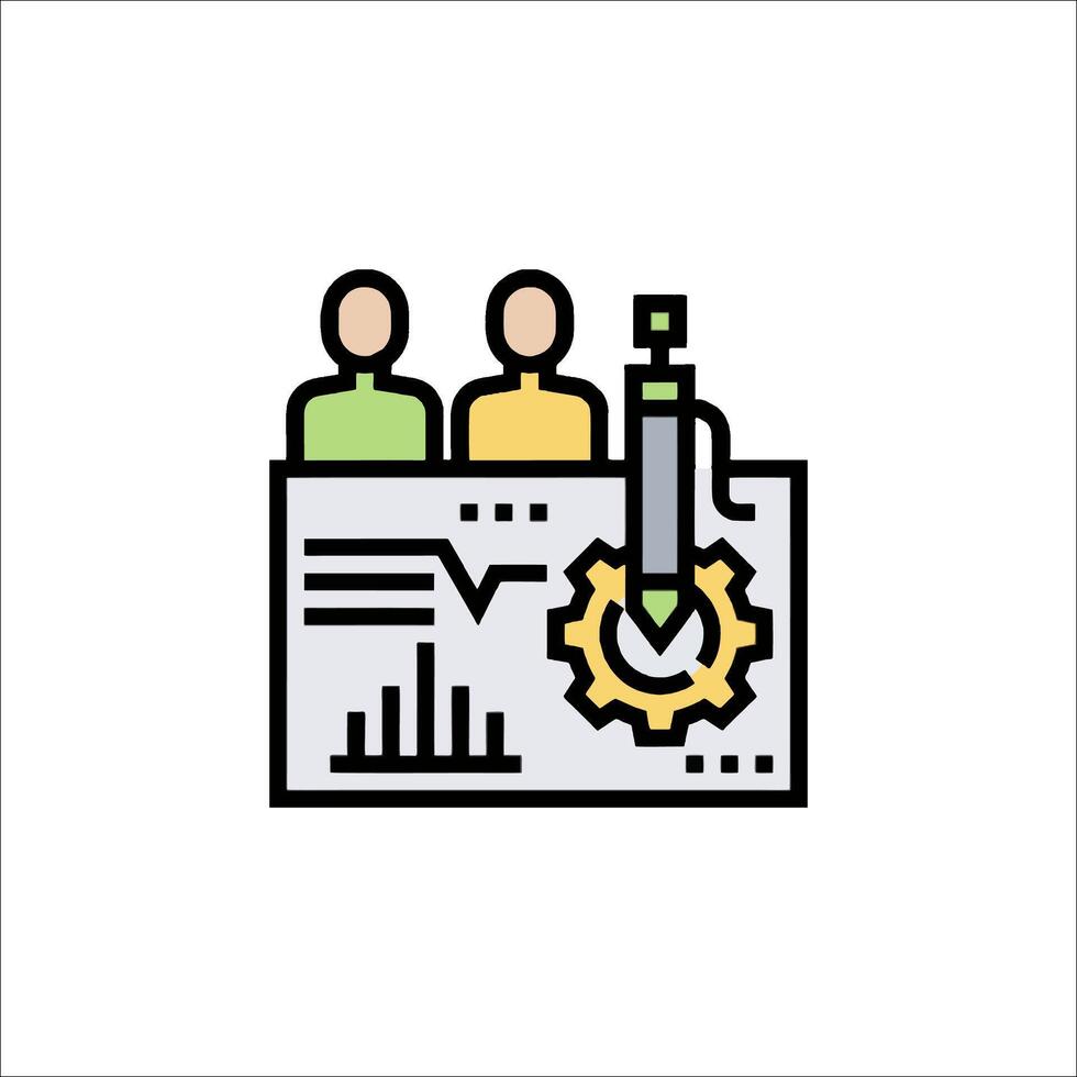 A line icon of two people working on a computer vector