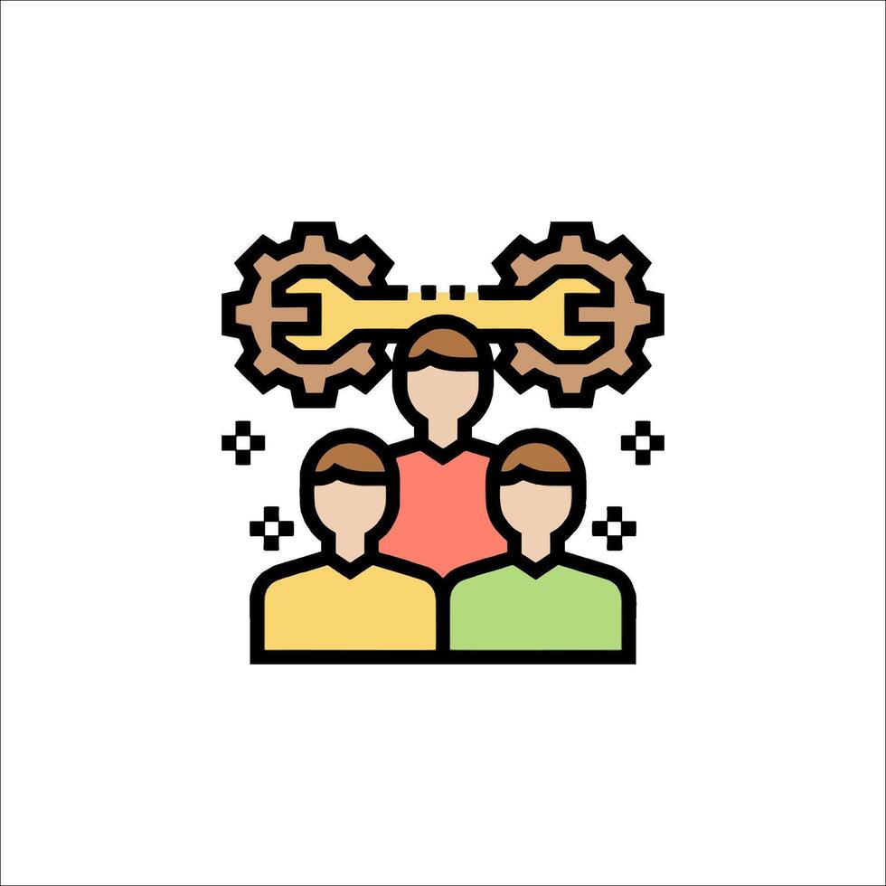 A group of people with gears on their heads vector