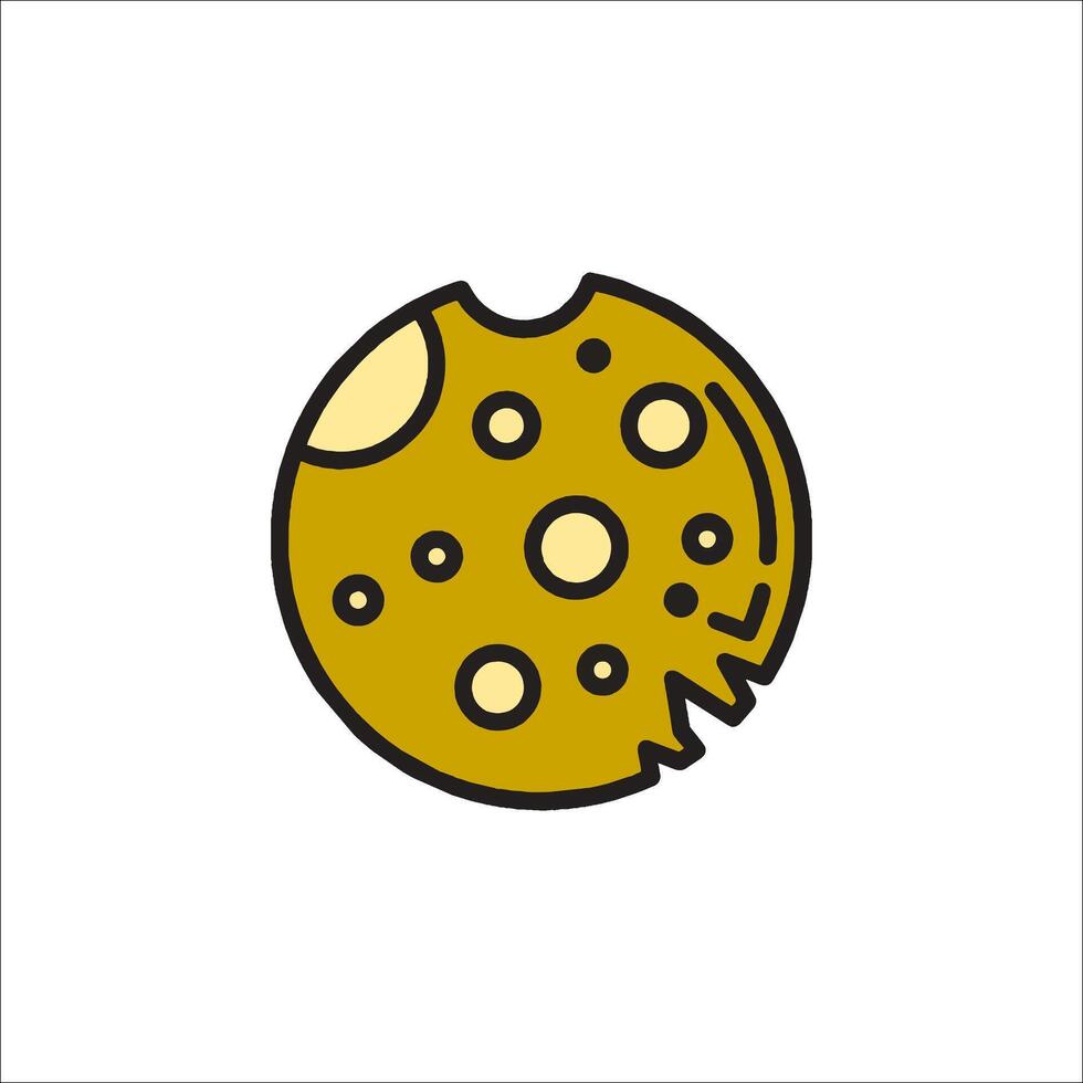 A yellow and white cookie icon vector