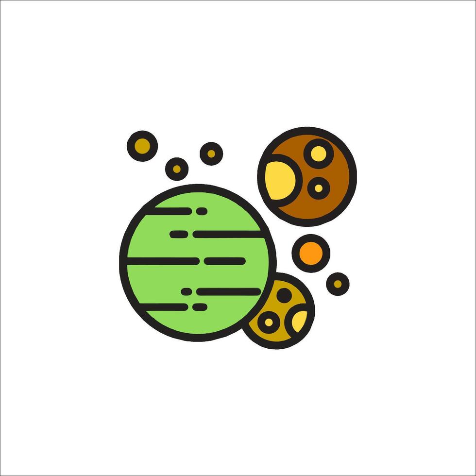 A green and brown planet with a yellow dot vector