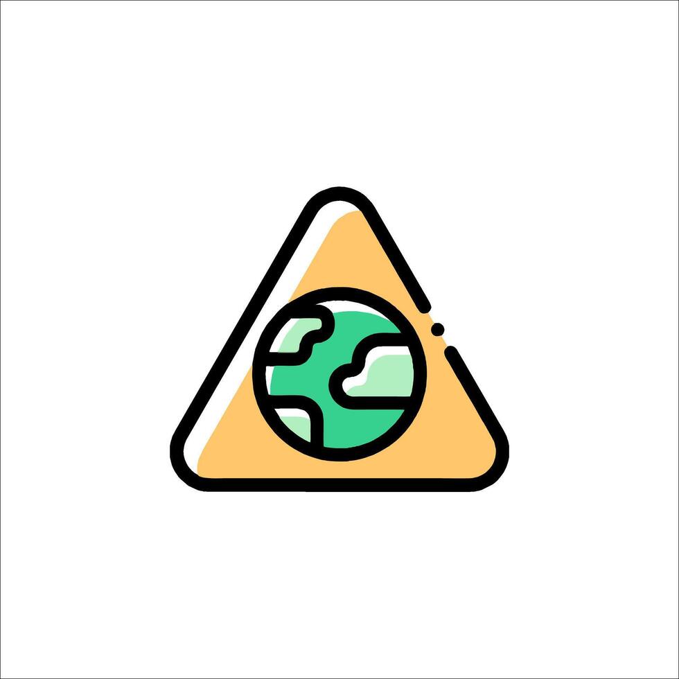 A triangle with a globe inside it vector