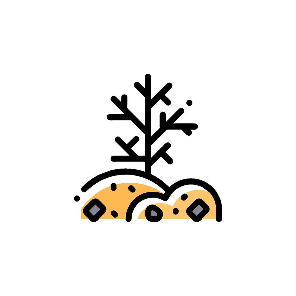 A tree with a rock and a rock in the background vector