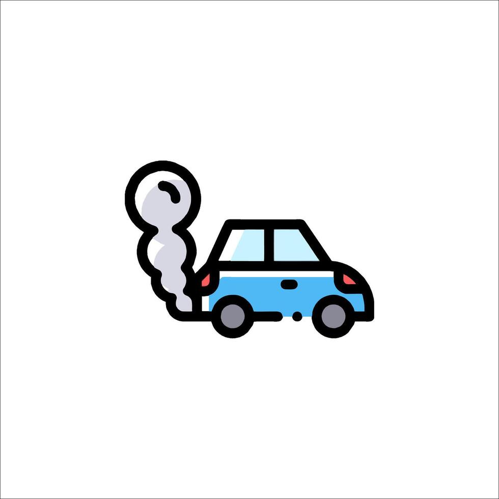 A car with smoke coming out of it vector
