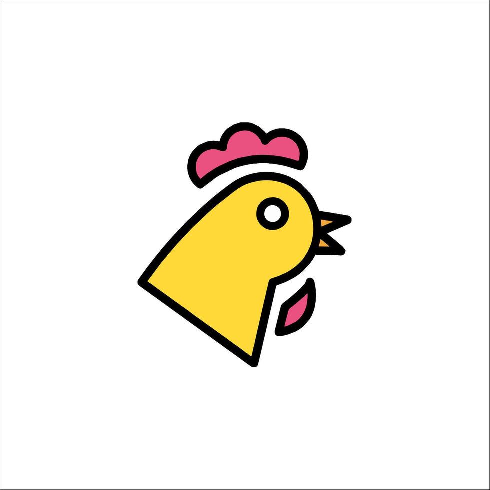 A chicken logo with a pink hat on it vector