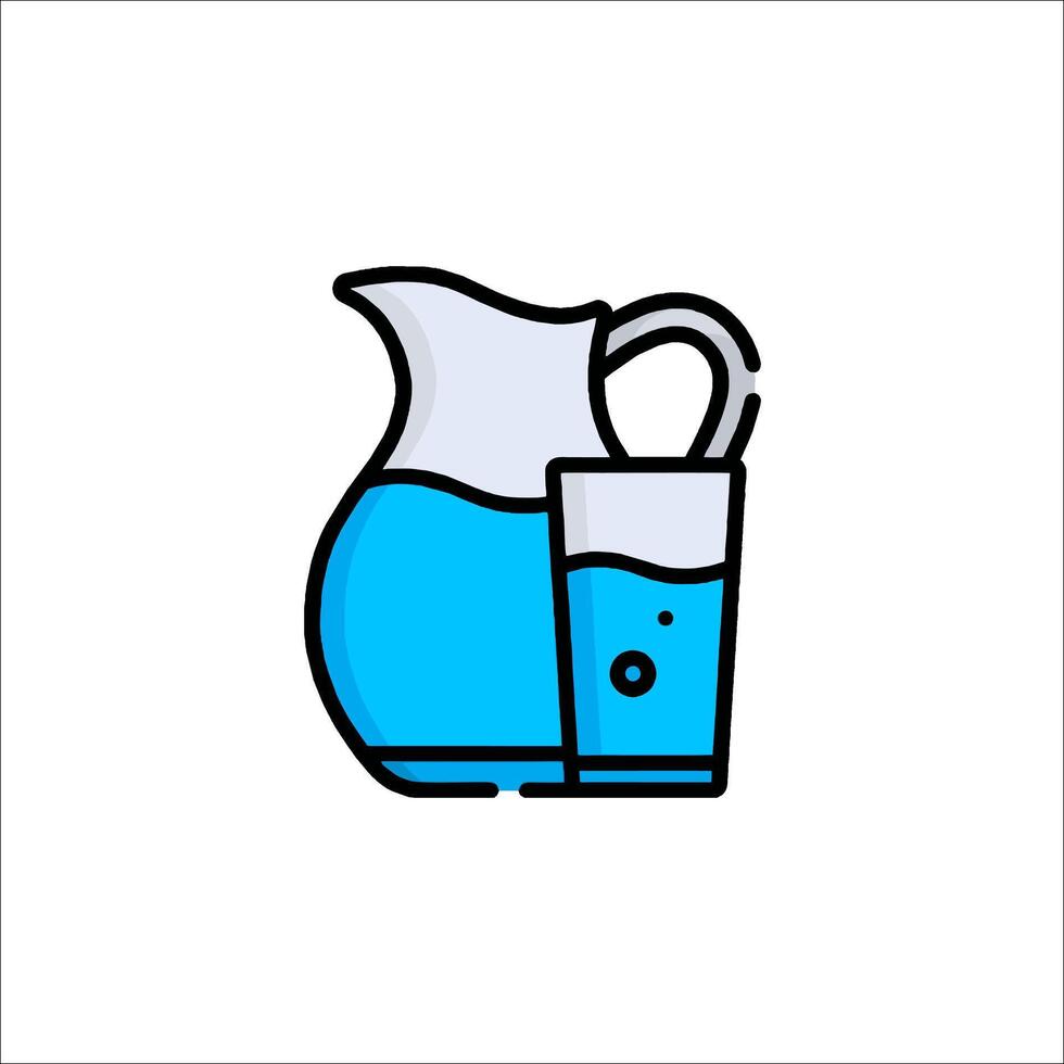 A pitcher and glass of water icon vector