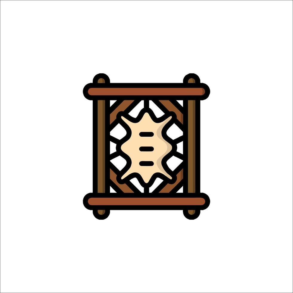 A clock icon with a wooden frame vector