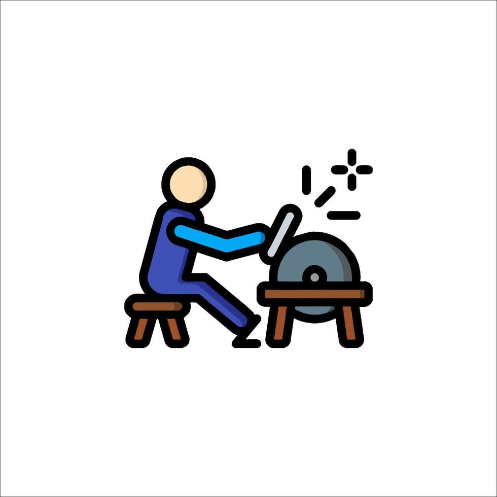 A man is working on a machine in a factory vector