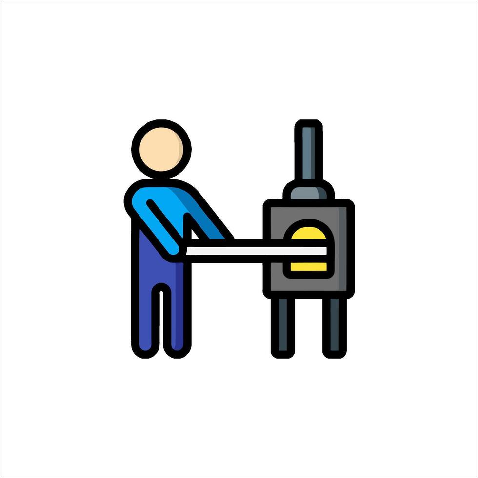 A man is working on a machine in a factory vector