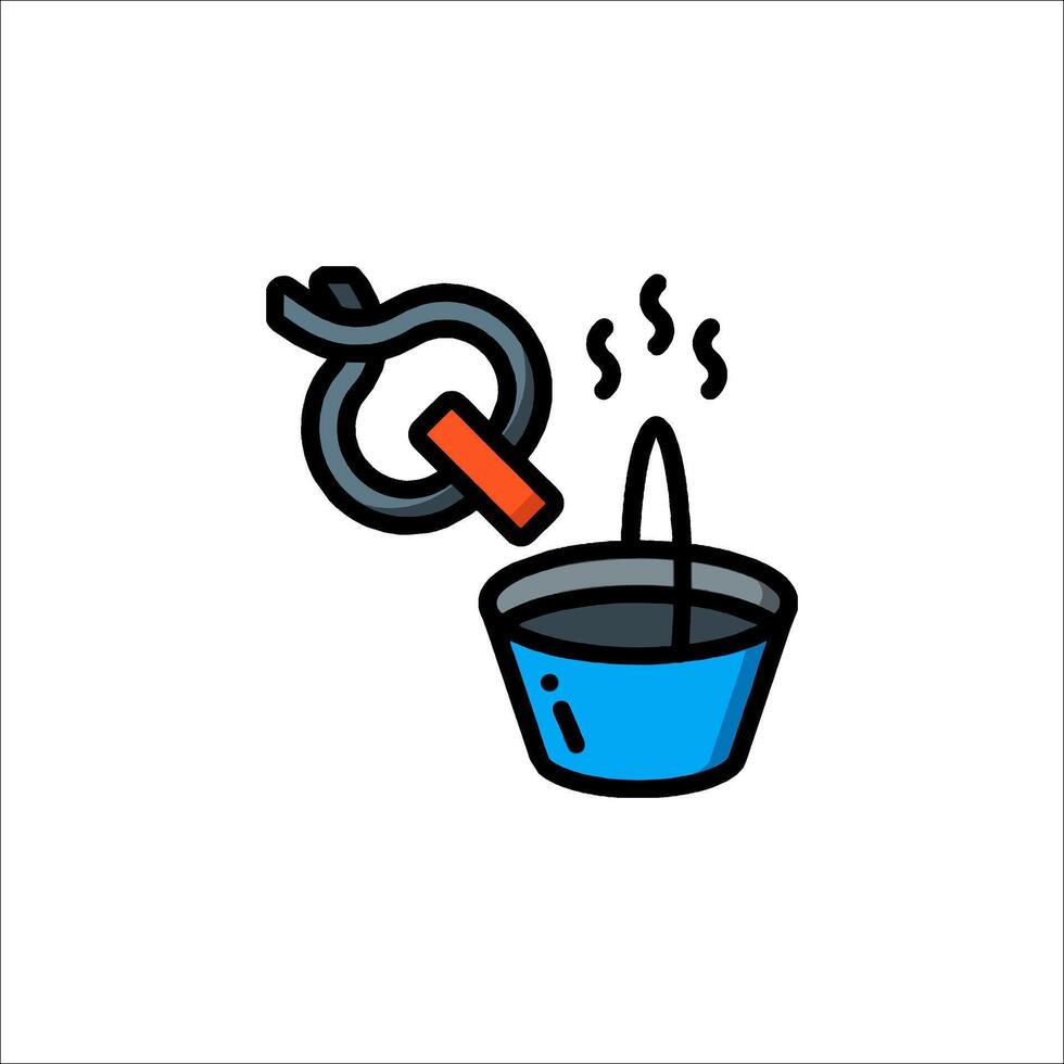 A bucket with a hook and a spoon in it vector