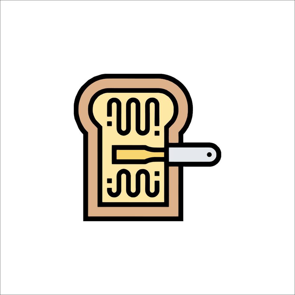 Toast icon with knife illustration vector