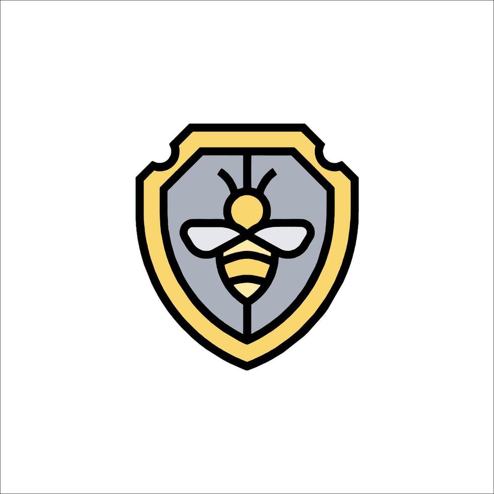 A bee logo with a shield and a bee on it vector