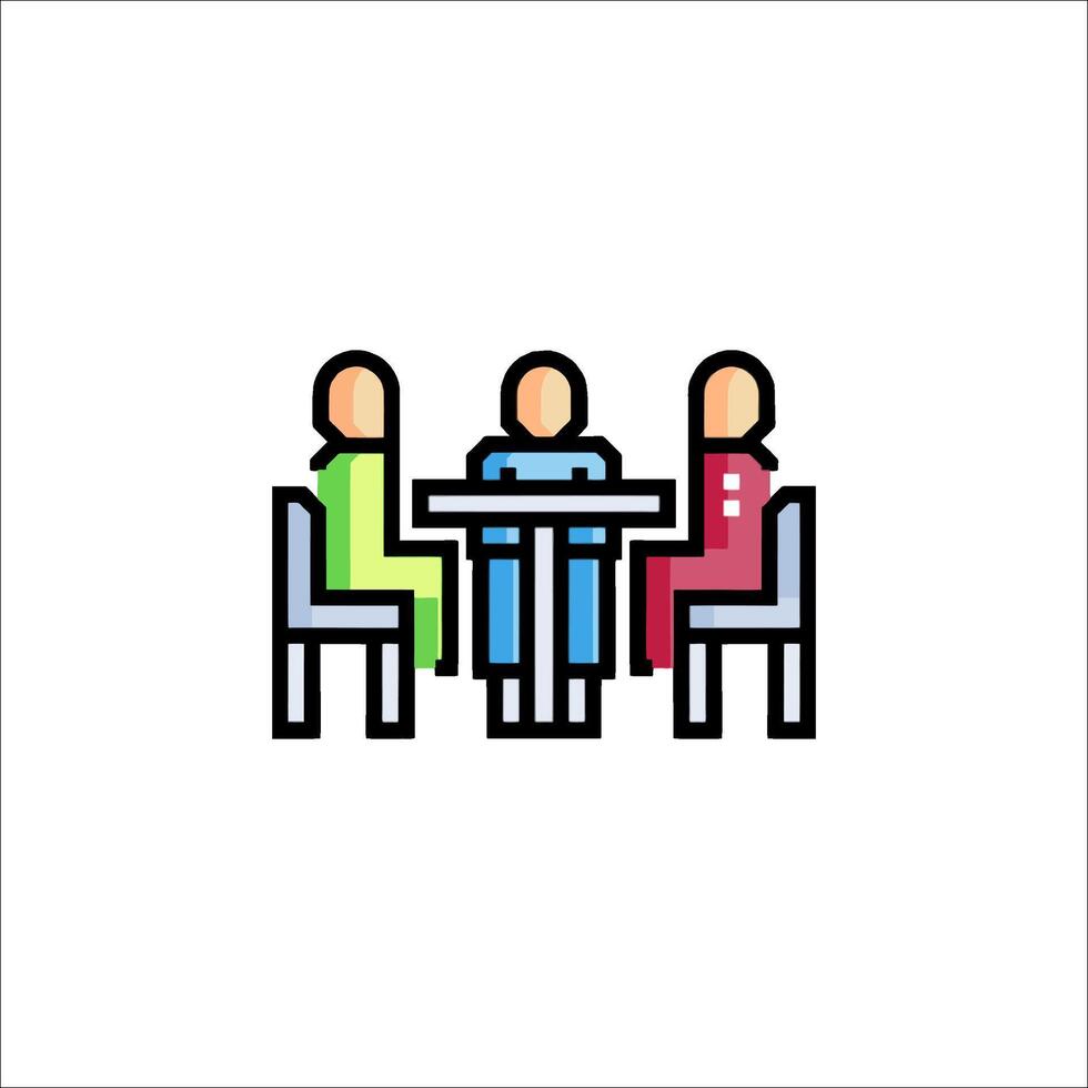 People sitting at a table icon vector