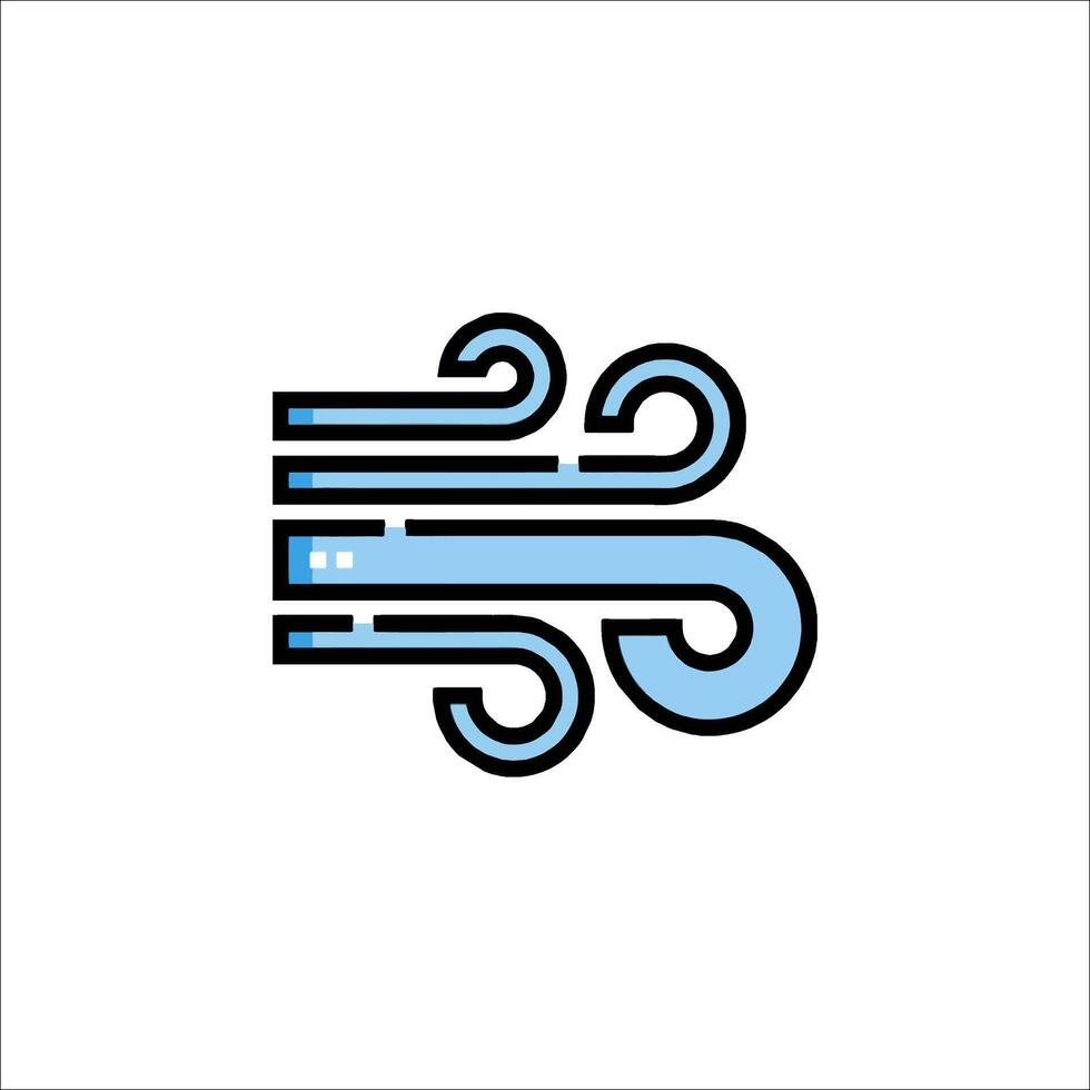 A blue and black logo with a wave shape vector