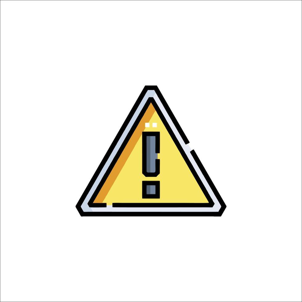 A yellow warning triangle with an exclamation mark vector