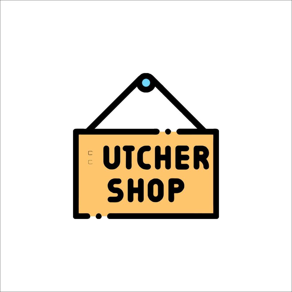 The butcher shop logo with a sign that says butcher shop vector