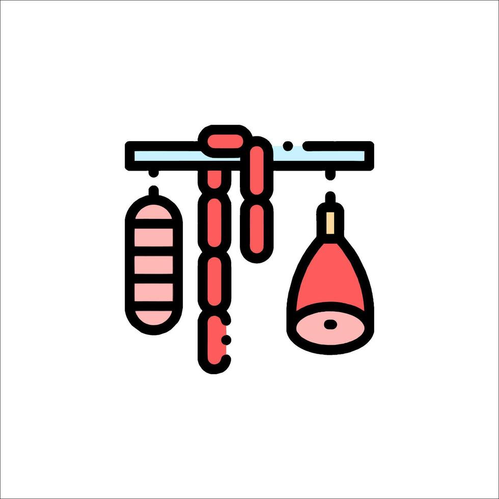 Meat and sausage icon on white background vector