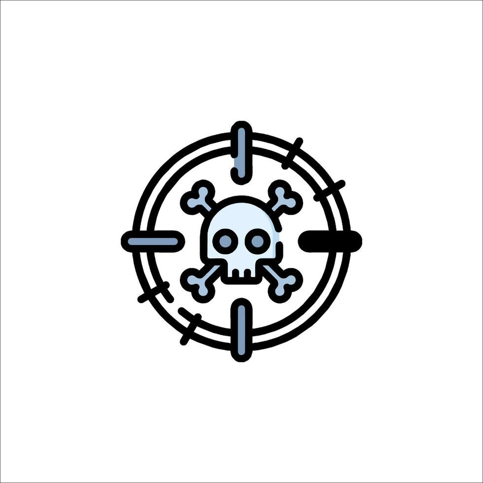 A skull and crossbones icon in a crosshair vector