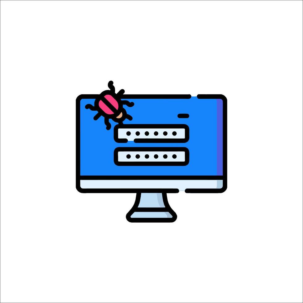 A computer monitor with a bug on it vector