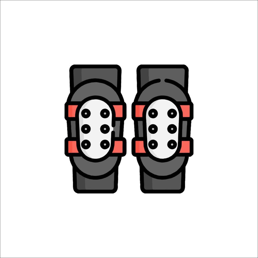 Two black and red knee pads on a white background vector
