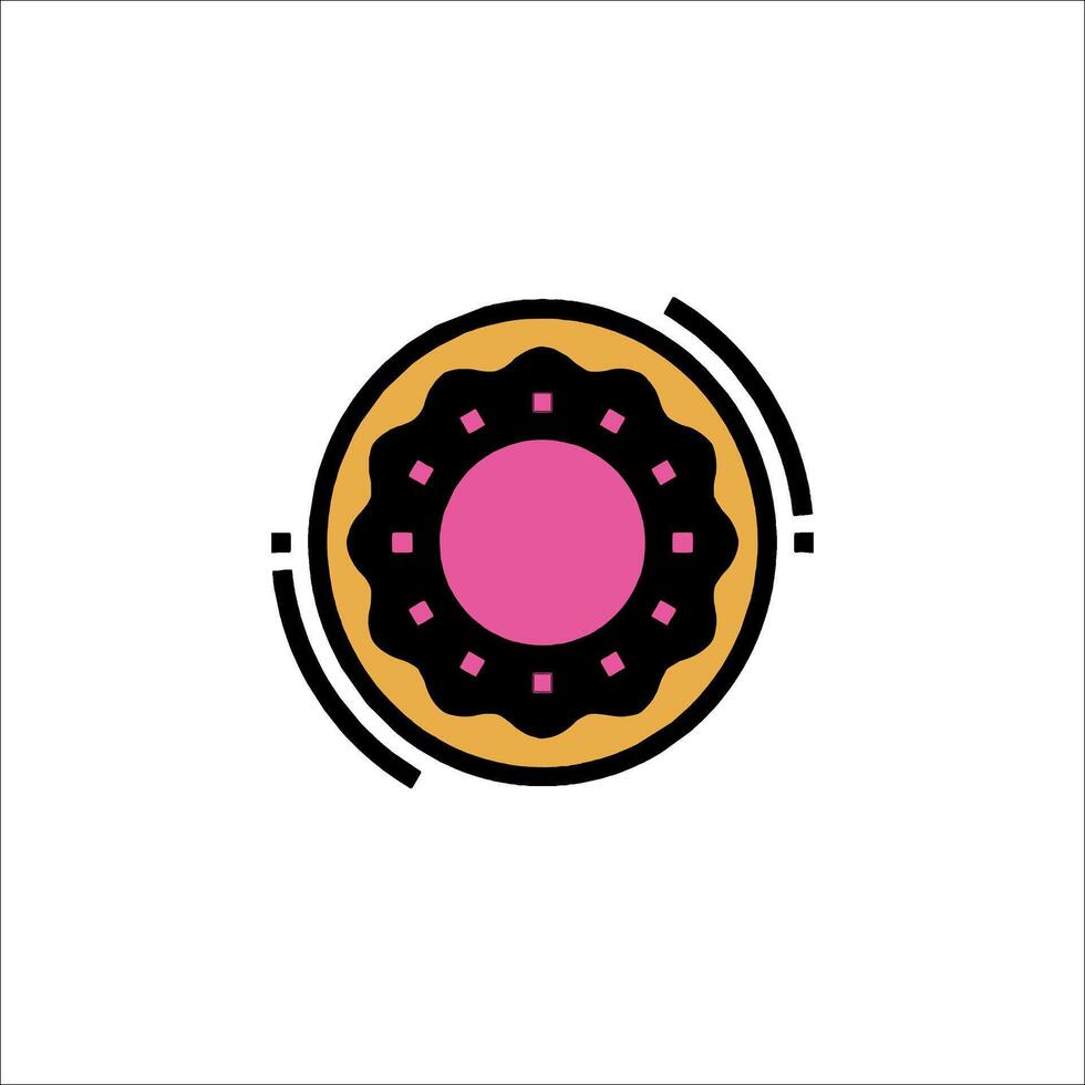 A pink and black donut icon on a white background vector