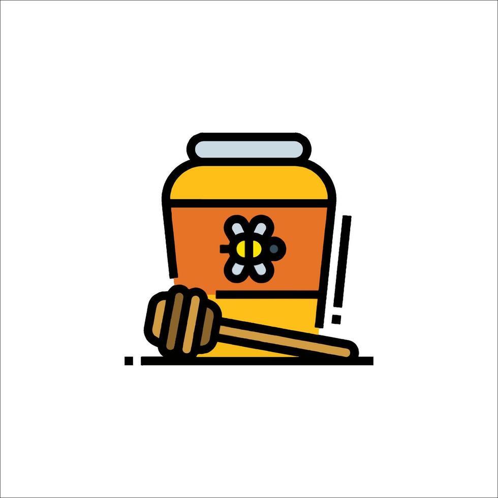 Honey jar with a stick and honey on a white background vector