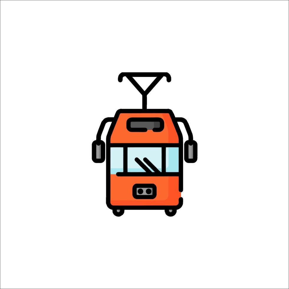 A tram on a white background with a red line vector