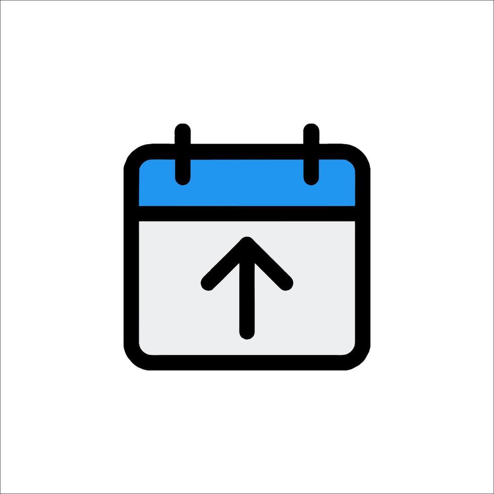 A calendar icon with an arrow pointing up vector