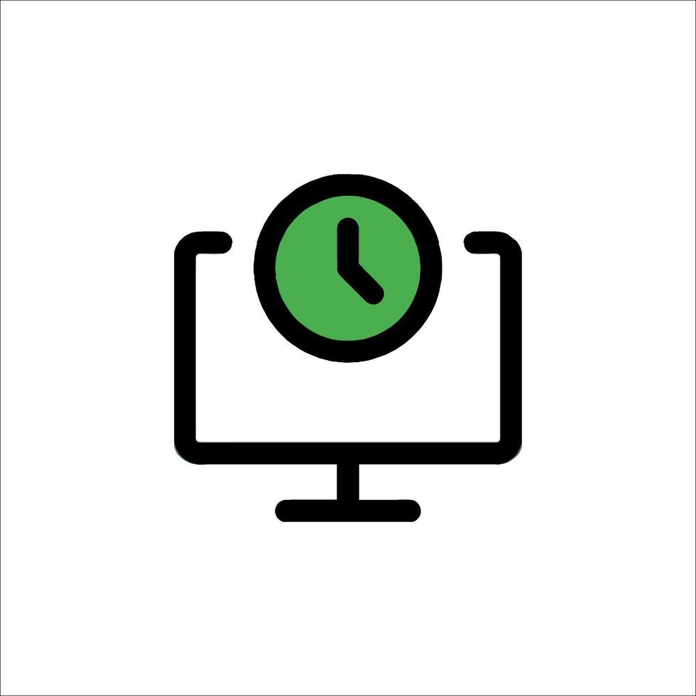 A clock icon on a computer monitor vector