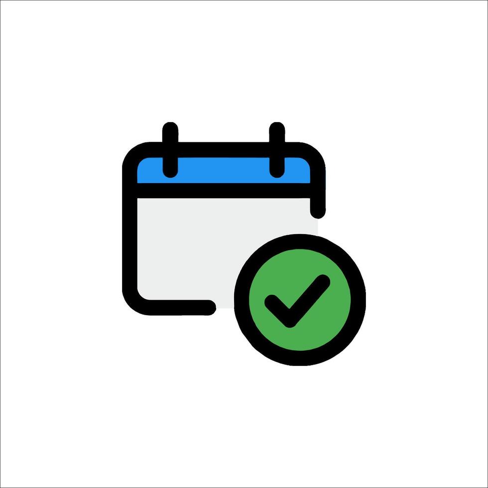 A calendar icon with a tick mark vector