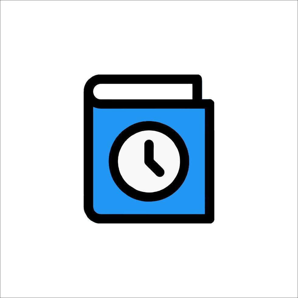A clock and book icon on a white background vector