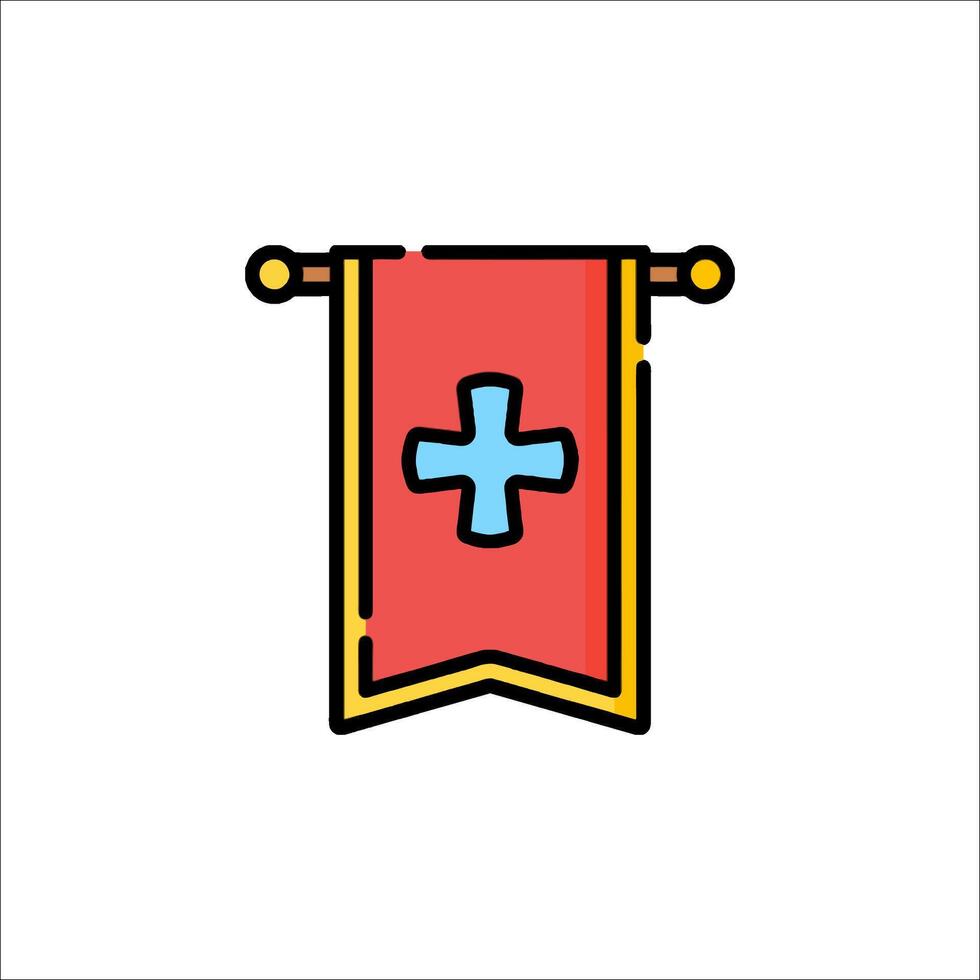 A red banner with a cross on it vector