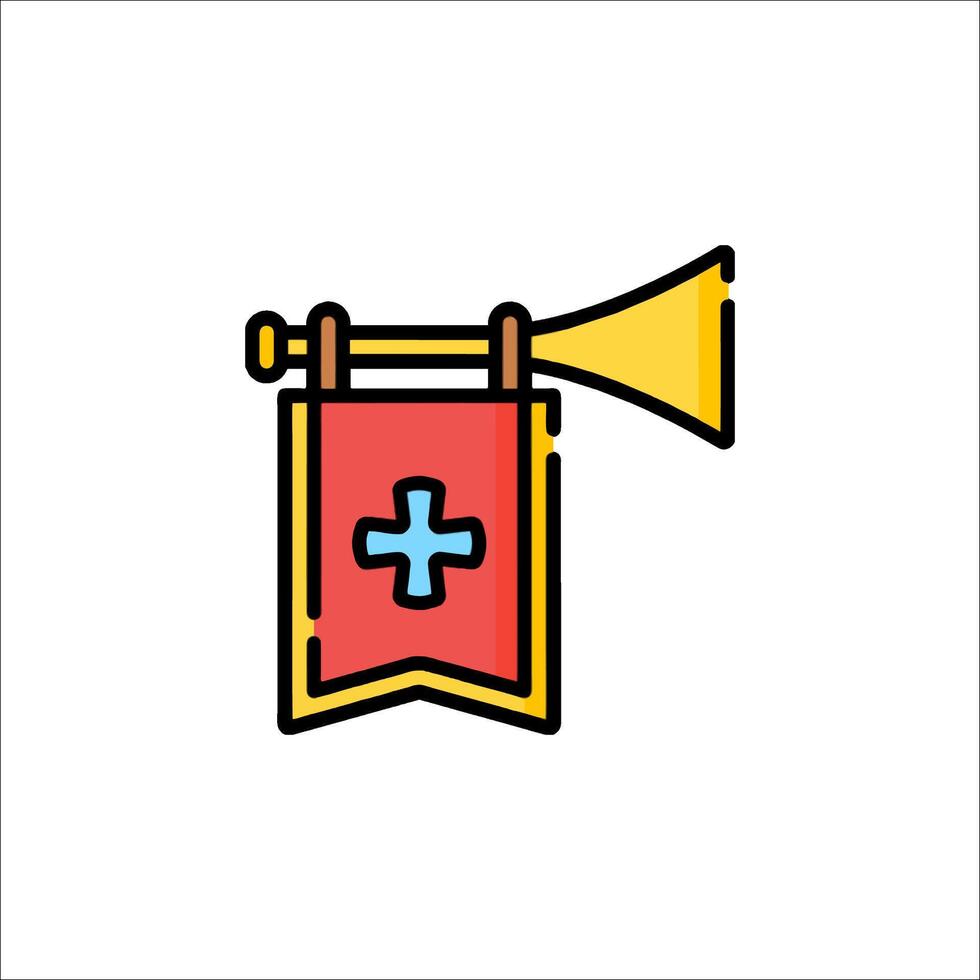 A trumpet with a cross on it vector