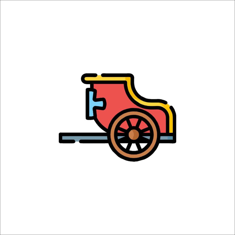 A red wagon with wheels on the side vector