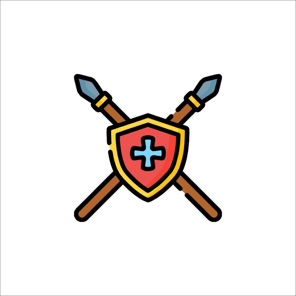 A shield and crossed swords icon vector