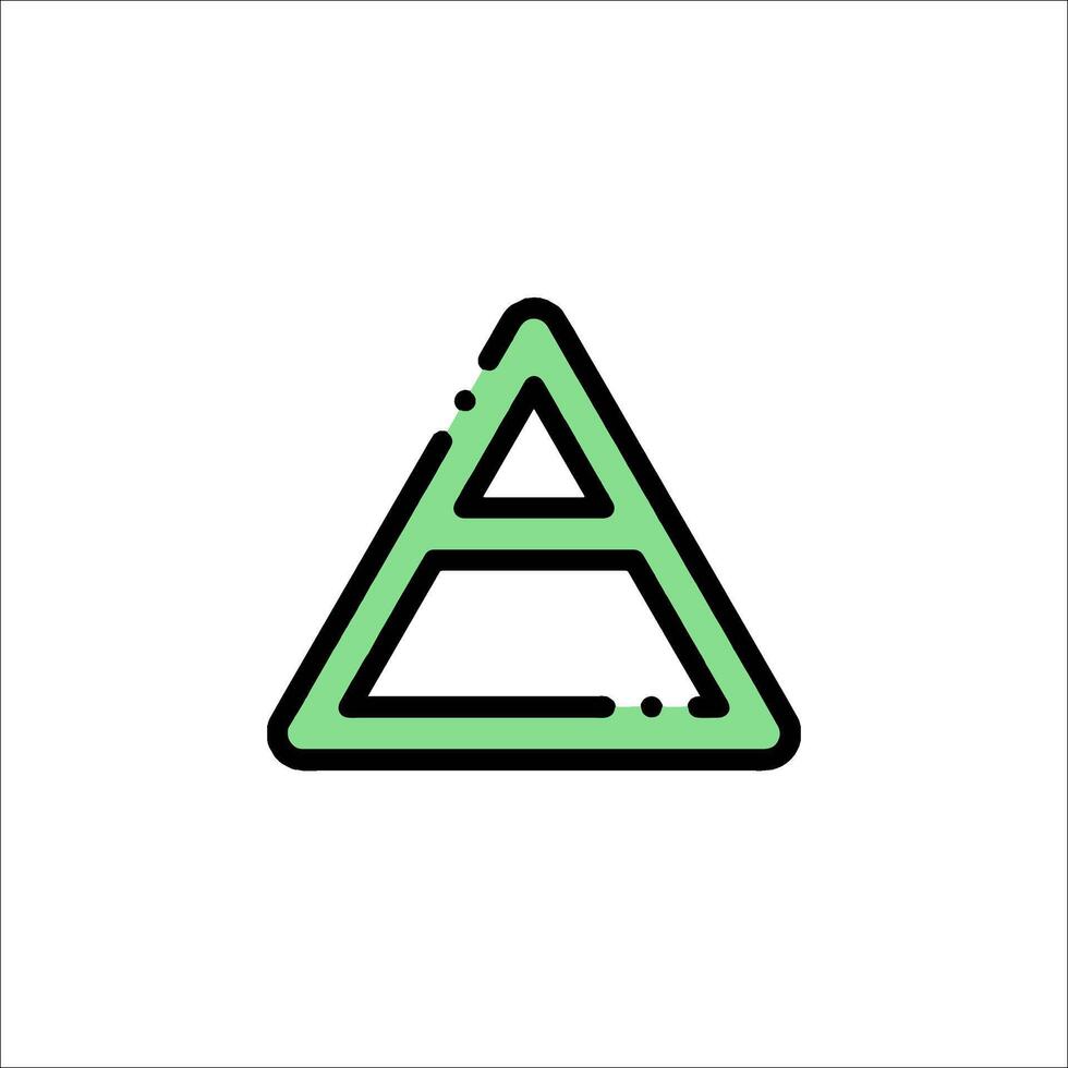 A triangle with green and black lines on it vector