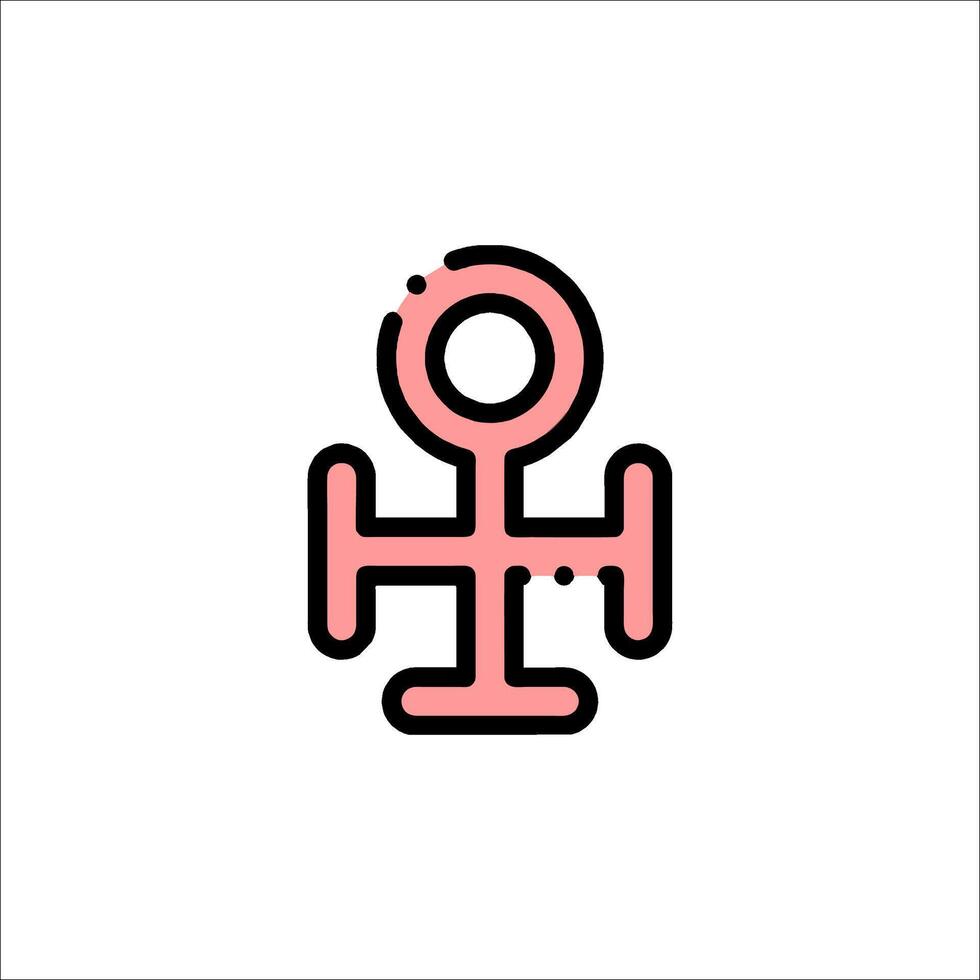 A pink and black icon of a man holding a sign vector