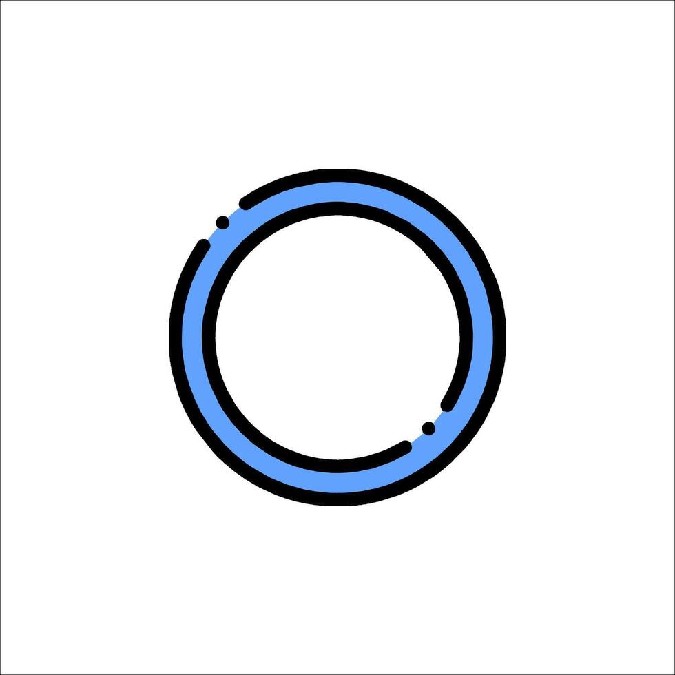 A circle icon with a blue line around it vector