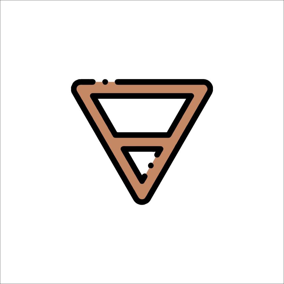 A triangle with a black and brown outline vector