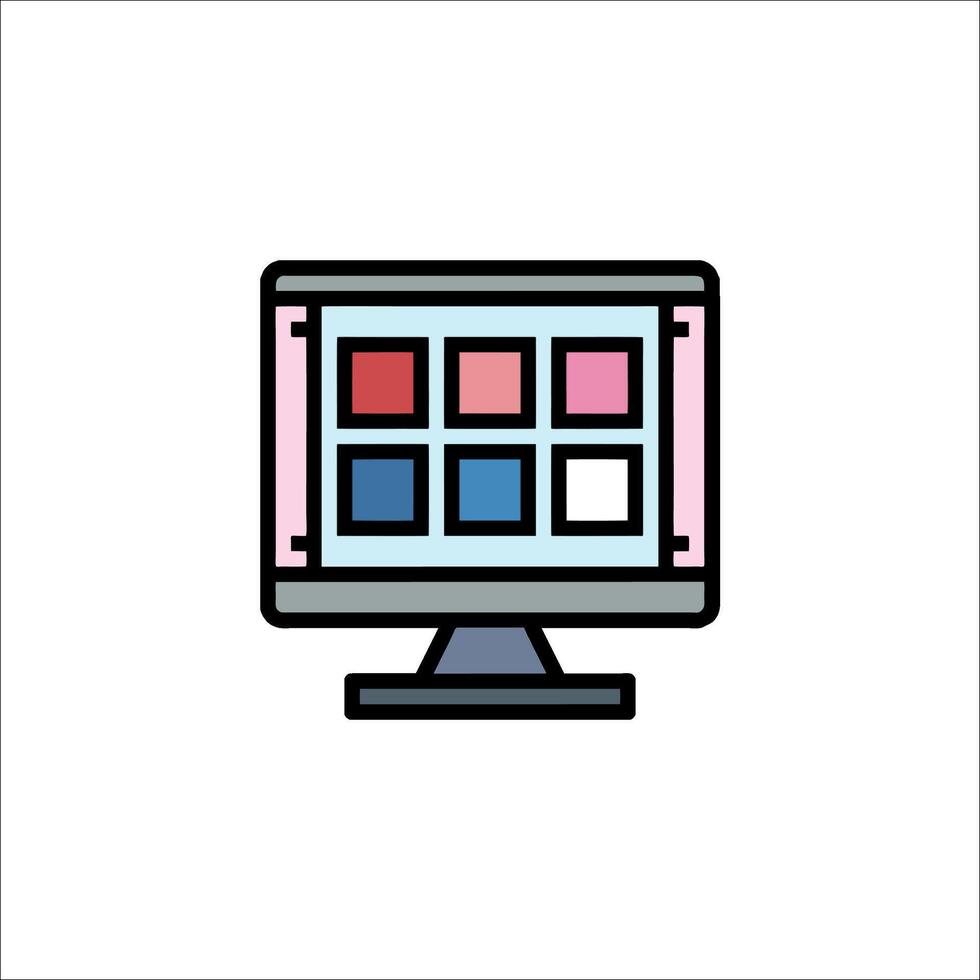 A computer monitor with a colorful background vector