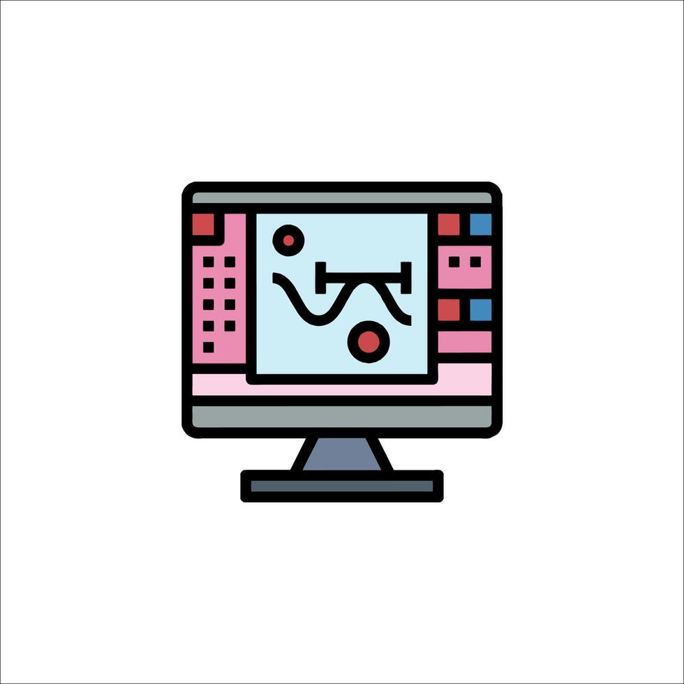 A computer monitor with a computer screen and a mouse vector