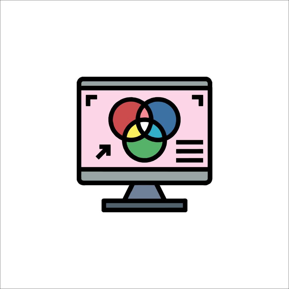 A computer monitor with a colorful image on it vector