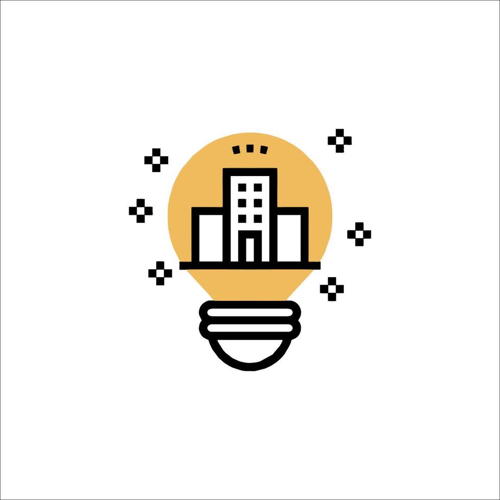 A light bulb with a building inside it vector